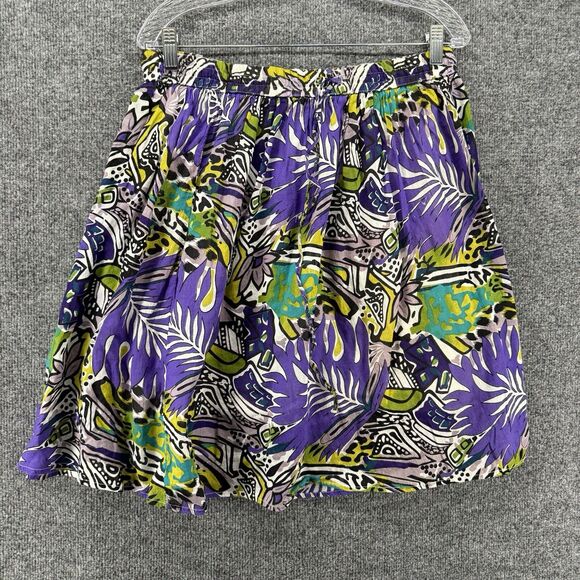 Studio West Dresses & Skirts - Studio West Skirt Womens L Purple Leaf Print Pull On Mini Flowy Hippie Boho Y2K
